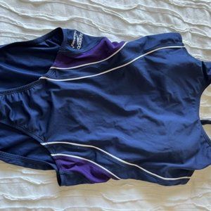 Blue and purple speedo swimsuit